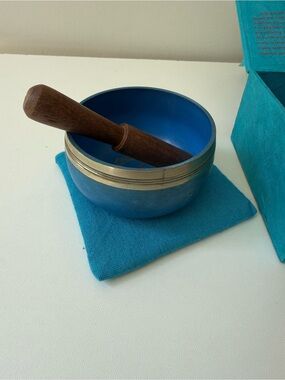 Blue Tibetan Singing Bowl with Wooden Mallet